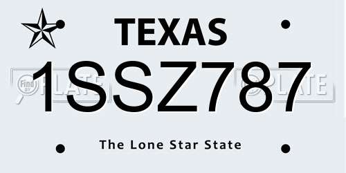 1SSZ787 Texas License Plate