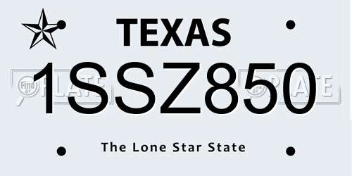 1SSZ850 Texas License Plate