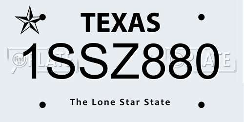 1SSZ880 Texas License Plate
