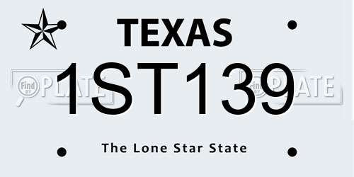 1ST139 Texas License Plate
