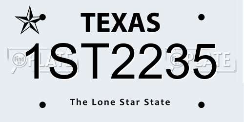 1ST2235 Texas License Plate
