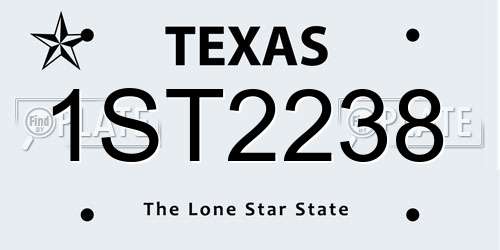 1ST2238 Texas License Plate