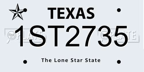 1ST2735 Texas License Plate