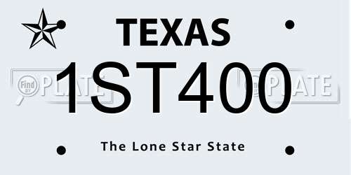 1ST400 Texas License Plate