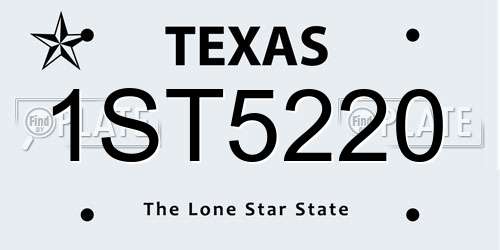 1ST5220 Texas License Plate