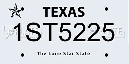 1ST5225 Texas License Plate