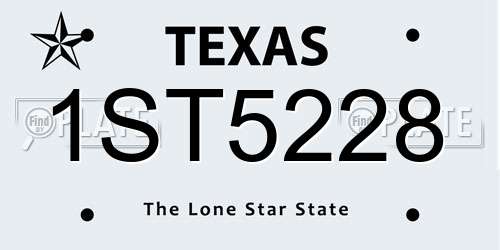 1ST5228 Texas License Plate