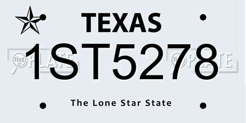 1ST5278 Texas License Plate