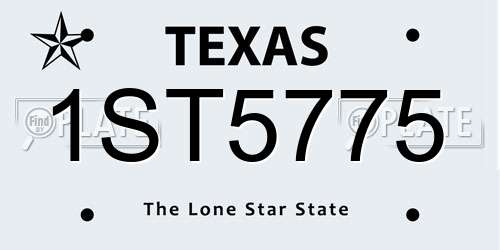 1ST5775 Texas License Plate