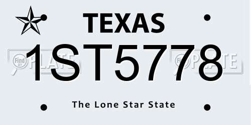 1ST5778 Texas License Plate