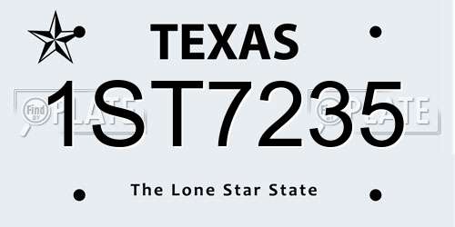 1ST7235 Texas License Plate