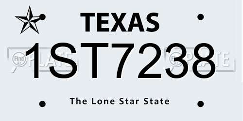 1ST7238 Texas License Plate