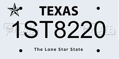 1ST8220 Texas License Plate