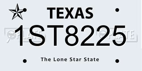 1ST8225 Texas License Plate