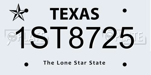 1ST8725 Texas License Plate