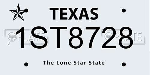 1ST8728 Texas License Plate