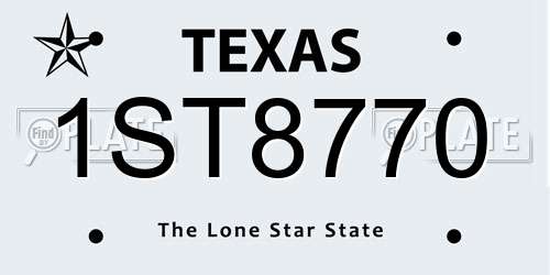 1ST8770 Texas License Plate