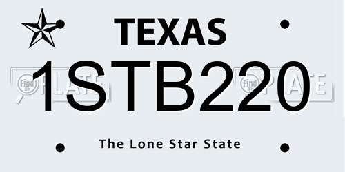 1STB220 Texas License Plate
