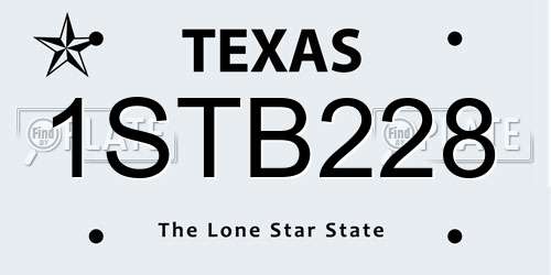 1STB228 Texas License Plate