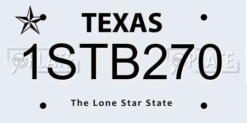 1STB270 Texas License Plate
