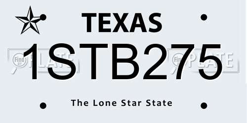 1STB275 Texas License Plate