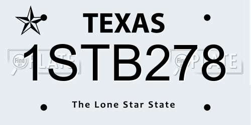 1STB278 Texas License Plate