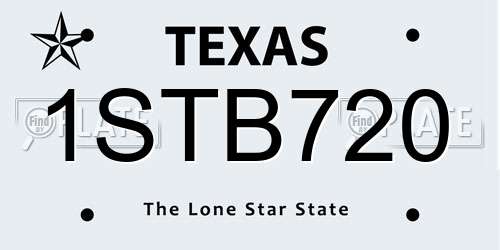 1STB720 Texas License Plate