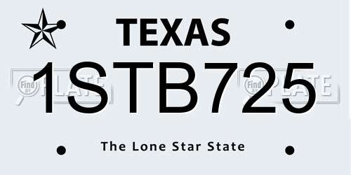 1STB725 Texas License Plate