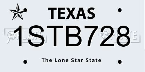 1STB728 Texas License Plate