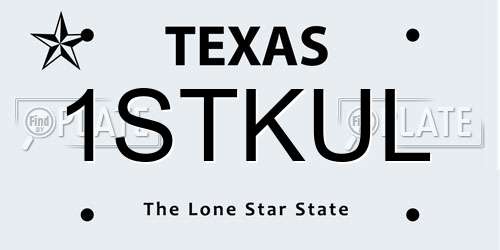 1STKUL Texas License Plate