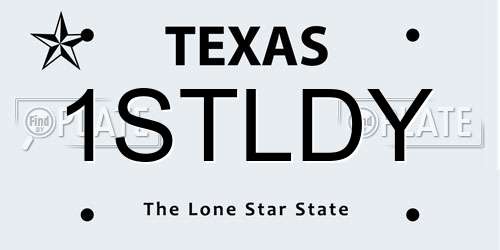 1STLDY Texas License Plate
