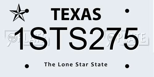 1STS275 Texas License Plate