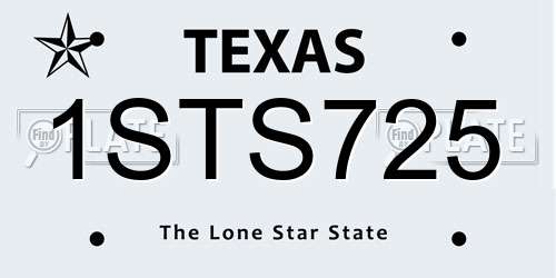 1STS725 Texas License Plate