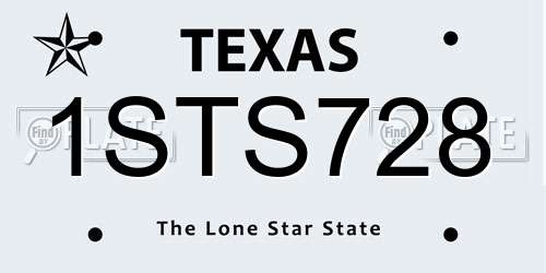 1STS728 Texas License Plate