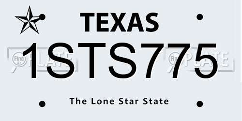 1STS775 Texas License Plate