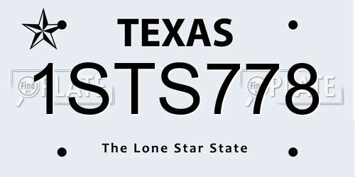 1STS778 Texas License Plate