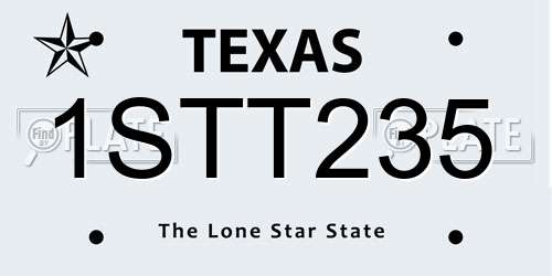 1STT235 Texas License Plate