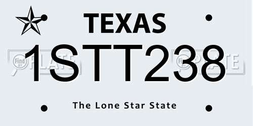 1STT238 Texas License Plate