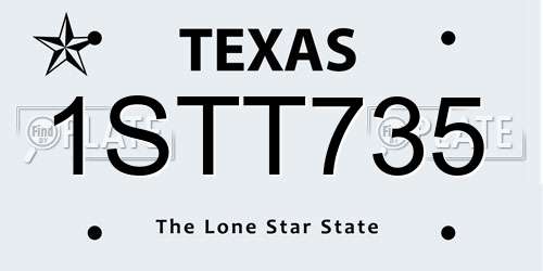 1STT735 Texas License Plate