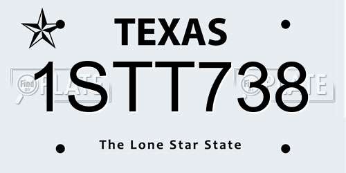 1STT738 Texas License Plate