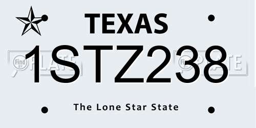 1STZ238 Texas License Plate