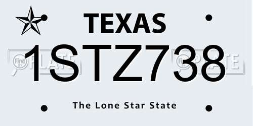 1STZ738 Texas License Plate