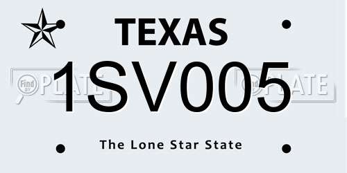 1SV005 Texas License Plate