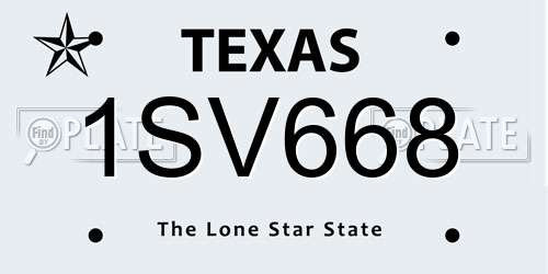 1SV668 Texas License Plate