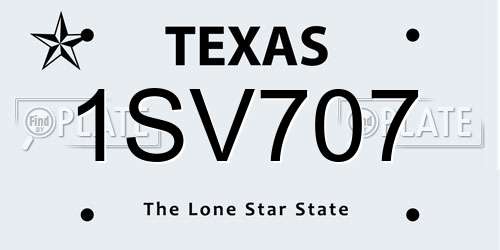 1SV707 Texas License Plate