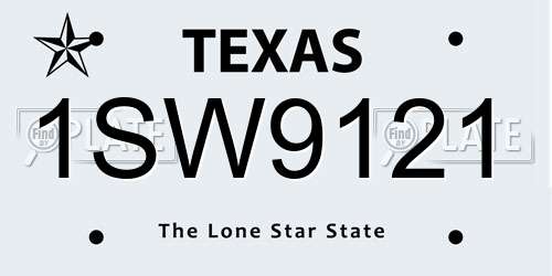 1SW9121 Texas License Plate