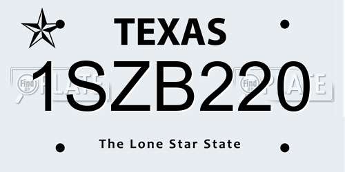 1SZB220 Texas License Plate