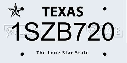 1SZB720 Texas License Plate