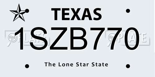 1SZB770 Texas License Plate