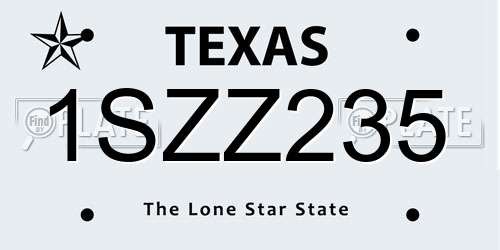 1SZZ235 Texas License Plate